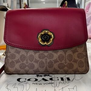 Coach Women's Red and Brown Crossbody Bag
